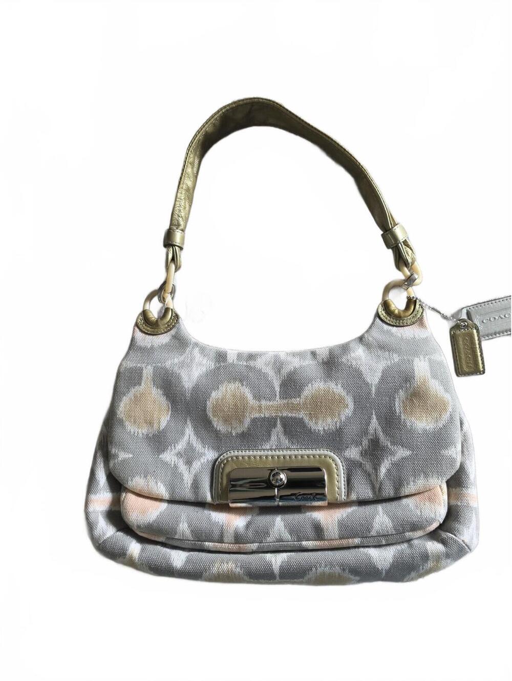 COACH SIGNATURE KRISTEN OP ART GRAY SMALL HIPPIE  BAG#17083 No Crossbody Strap